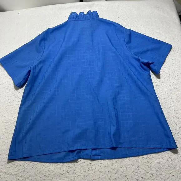 Vintage 80s Provincetown Judy Bond Women's 44 Short Sleeve Button Down Blouse - Picture 11 of 13